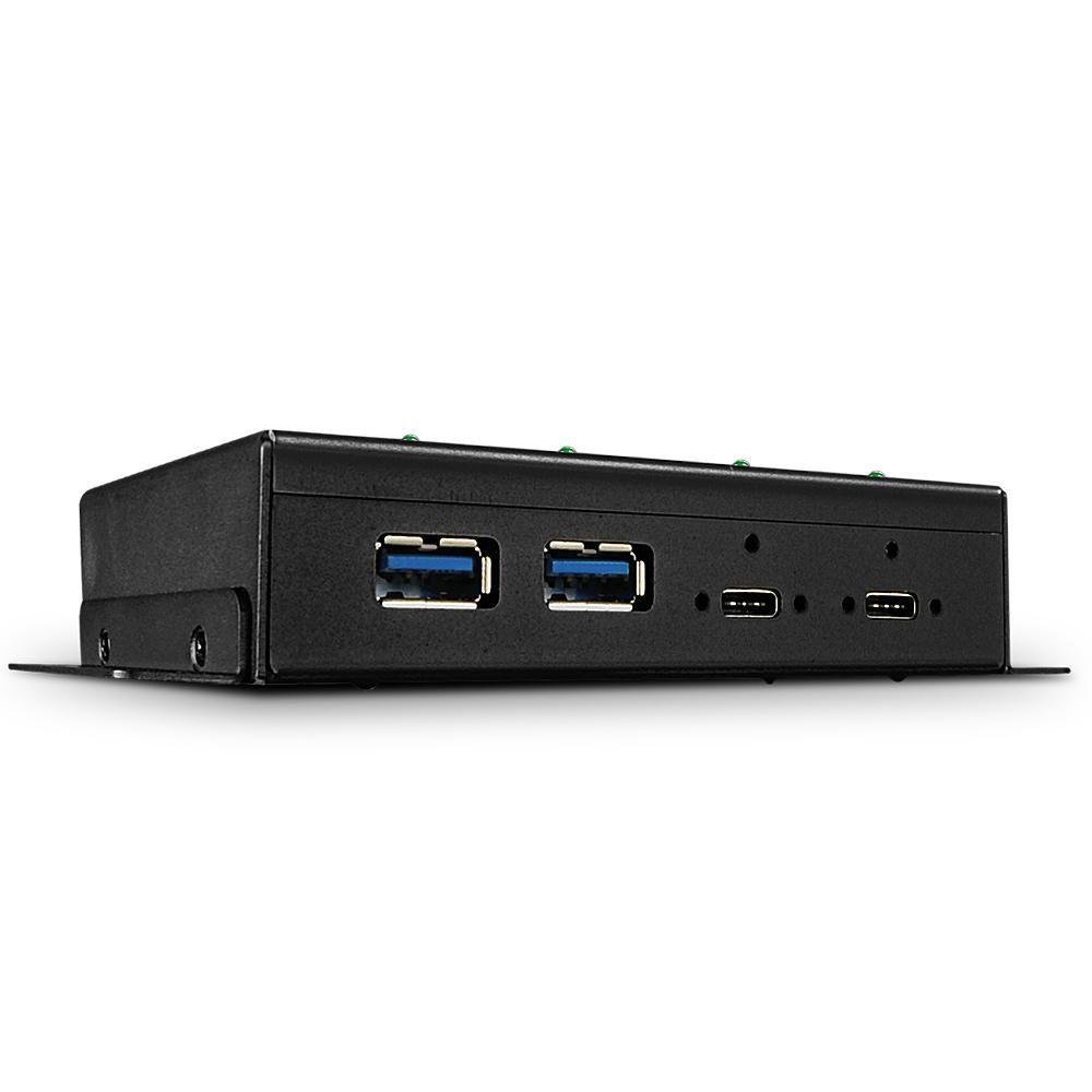 Lindy 43094 hub di interfaccia USB 3.2 Gen 2 3.1 Gen 2 Type-C 10000 Mbit/s Nero (4 Port Usb 3.1 Gen 2 Type C - Metal Hub - Warr
