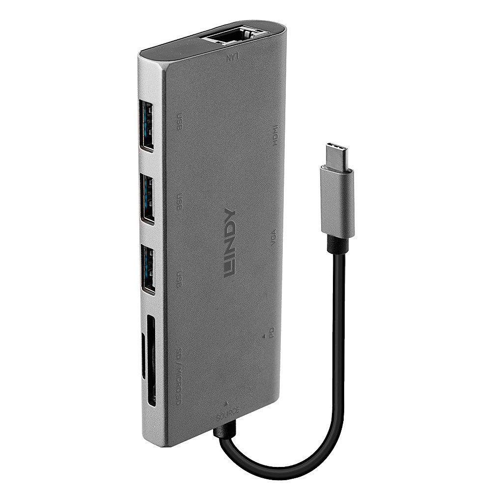 DOCKING STATION MINI LINDY per Laptop USB 3.1 Tipo C - HDMI VGA PD 3.0 100W USB 3.1 Gigabit SD Micro SD Audio