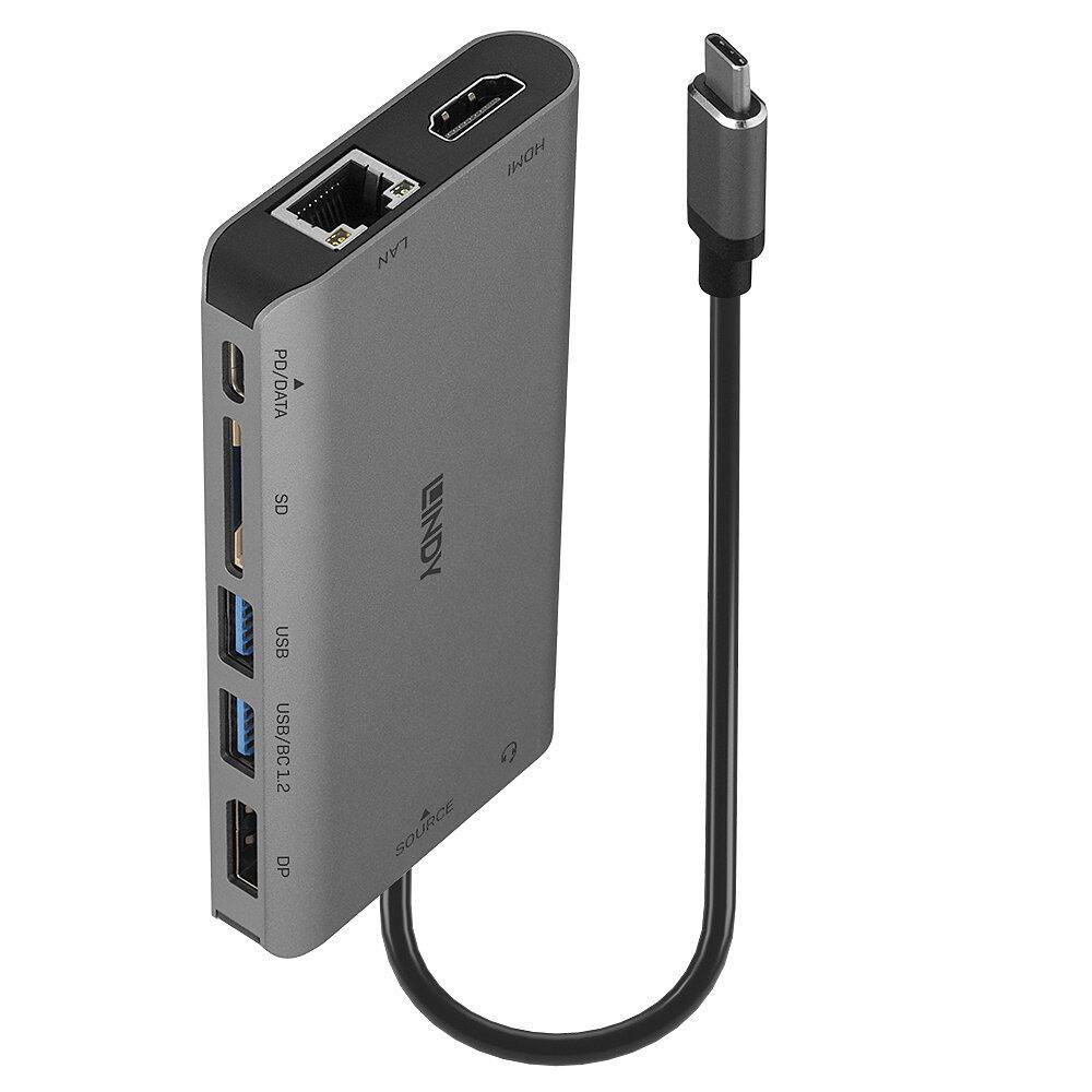DOCKING STATION MINI XT LINDY per Laptop USB C Uscite2USB A1USB C(F)1RJ451HDMI1DP SD/MicroSD Ricarica Pass-Through 100W