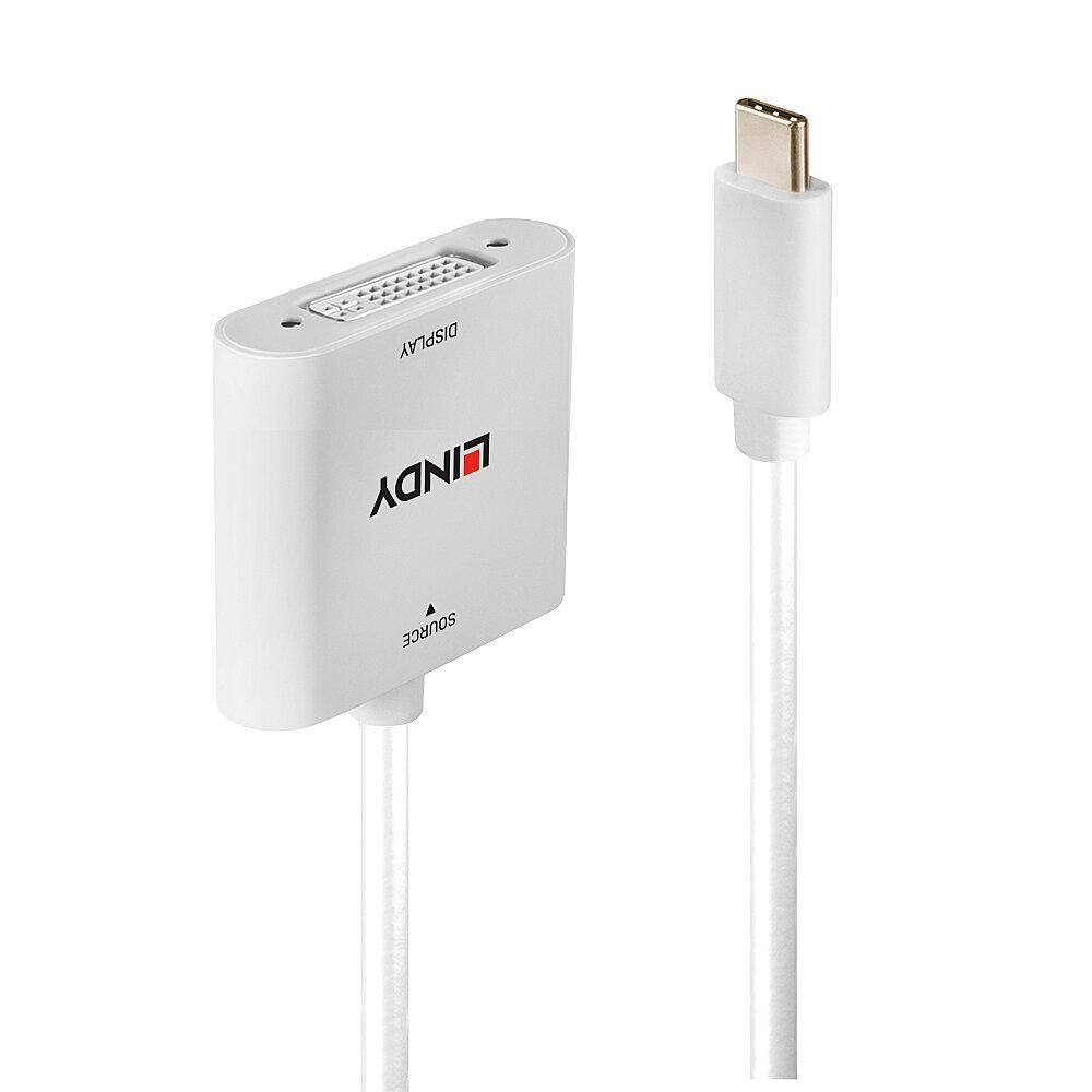Lindy 43338 cavo e adattatore video 01 m USB tipo-C DVI Bianco