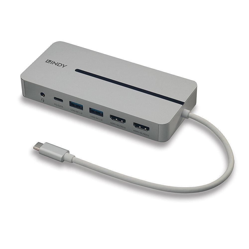DOCKING STATION DST-Mx Duo LINDY per Laptop/MacBook USB-C con Supporto 4K su Doppio Display & Ricarica Pass-Through 100W - 43360