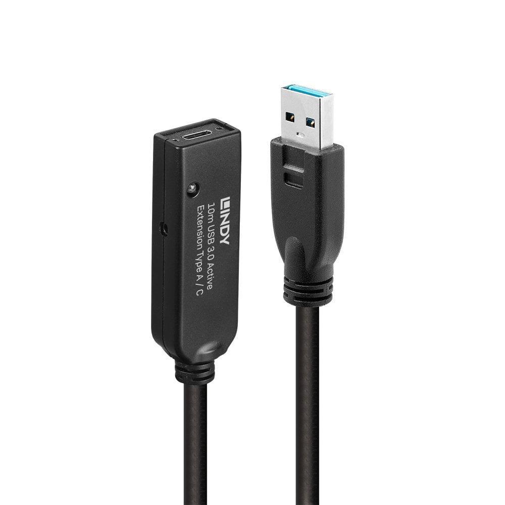 Lindy 43376 cavo USB 10 m USB 3.2 Gen 1 3.1 Gen 1 USB A USB C Nero (LINDY 43376 10m USB 3.0 Active Extension Type A to C)