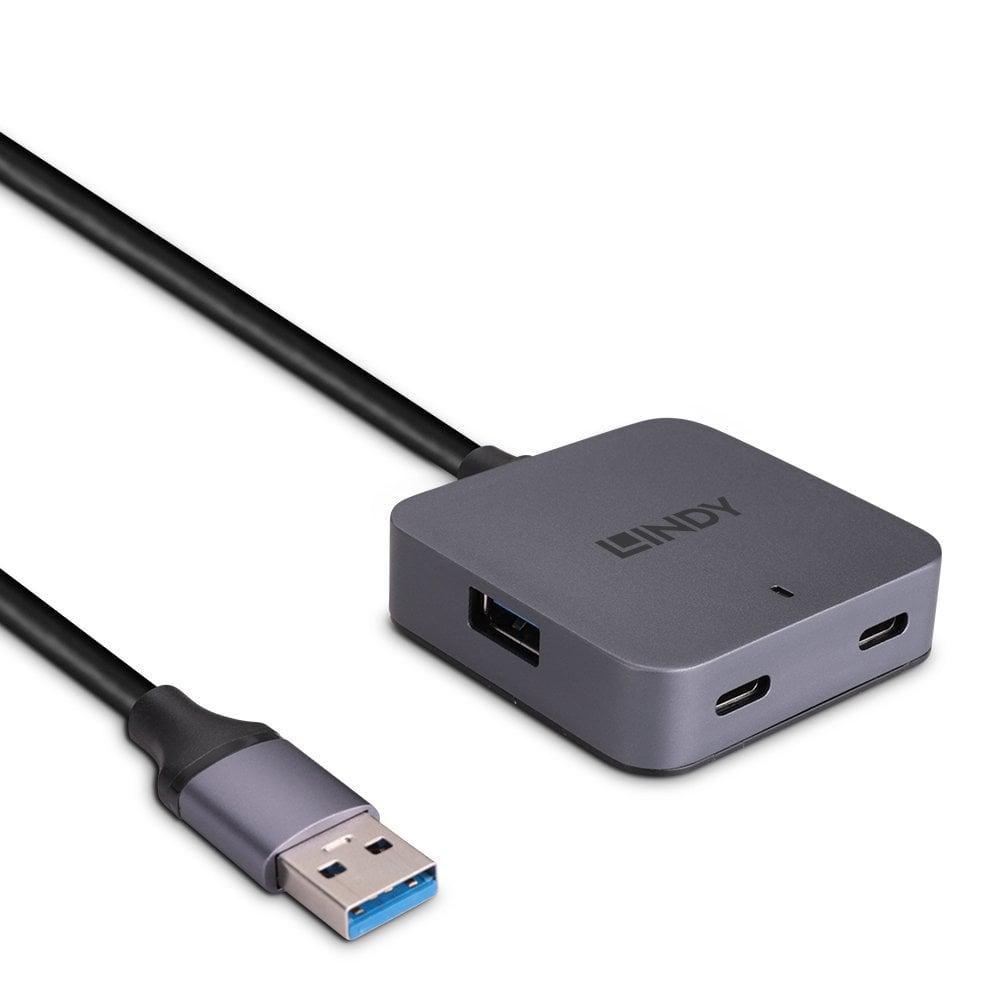 Lindy 43389 hub di interfaccia USB 3.2 Gen 1 (3.1 Gen 1) Type-A 5000 Mbit/s Nero Grigio