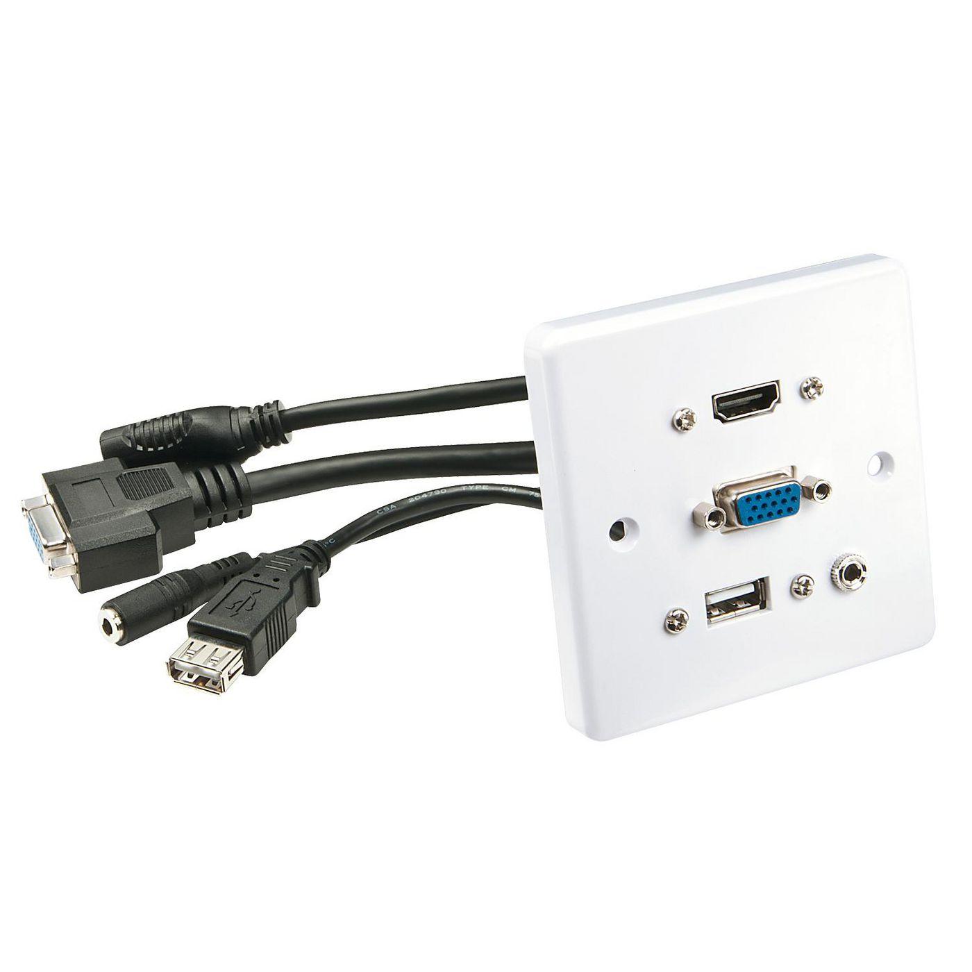 Lindy 60220 presa energia HDMI VGA USB A 3.5mm Bianco (MULTI AV FACEPLATE HDMI VGA 3.5MM U)