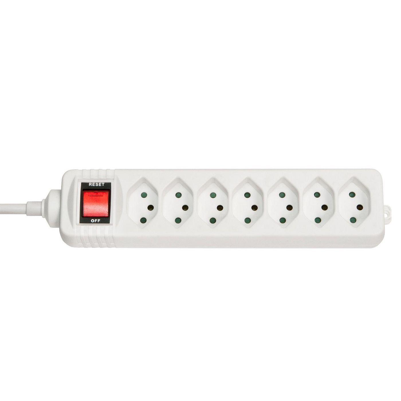 Lindy 73168 prolunghe e multiple 7 presae AC Interno Bianco (7-Way Swiss 3-Pin Mains Power - Extension with Switch White - Warr