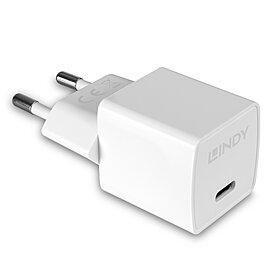 Lindy 73410 Caricabatterie per dispositivi mobili Smartphone Bianco AC Interno (20W USB Type C GaN Charger - Warranty 24M)