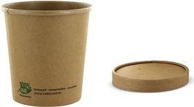 Papstar Soup Cup "Pure" rotonda 230 ml marrone fatto di scatola di fibre fresche non sbiancata con rivestimento biologico - 1 r