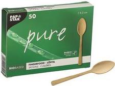 Papstar Finger Food Spoon "puro", 95 mm, natura realizzata in bambù, biodegradabile e compostabile, - 1 pezzo (88979)