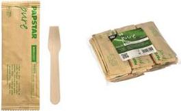 Papstar Wood Ice Spoon "puro", lunghezza: 94 mm, 50s realizzato in legno di betulla naturale leggero, biodegradabile - 1 pezzo