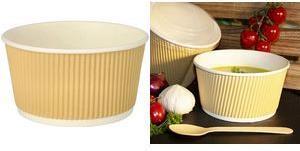 Papstar Soup Cup "pura" muro a ondulazione, 520 ml, beige realizzato in cartone con rivestimento PLA, biodegradabile, - 1 pezzo
