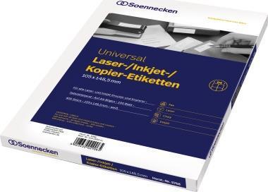 Etichette universali Soennecken 105x1485mm 400 pezzi/confezione. - Bianco - Rettangolo - Permanente - Carta - Laser/Inkjet - 10