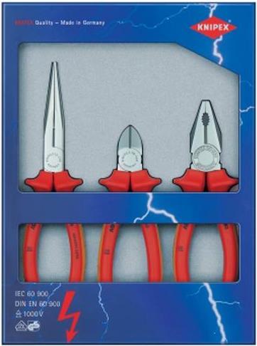 Pacchetto elettrico KNIPEX 3 pinze VDE (pacchetto sicurezza)