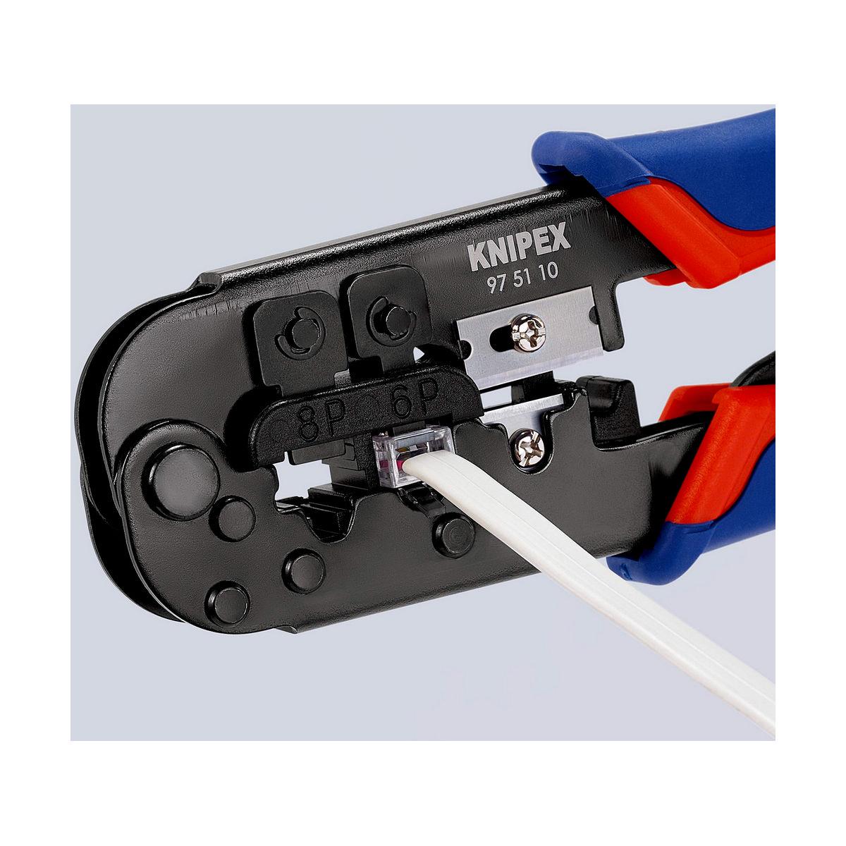 Pinza a crimpare KNIPEX per connettori Western a 6/8 poli, confezione self-service