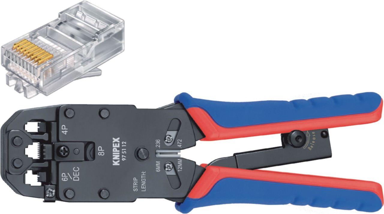 Pinza a crimpare KNIPEX per connettori Western 4/6/8 poli, confezione self-service