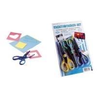 Wedo 77 193 - taglio a ponte - taglio a onda - forbici per arte e artigianato - set - blu - verde - giallo - ambidestro - manic