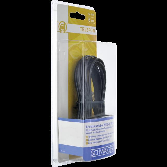 Schwaiger 6.0m RJ-11 - RJ-11 6 m Nero (Schwaiger TAE Kabel RJ11 - RJ11 6P4C)