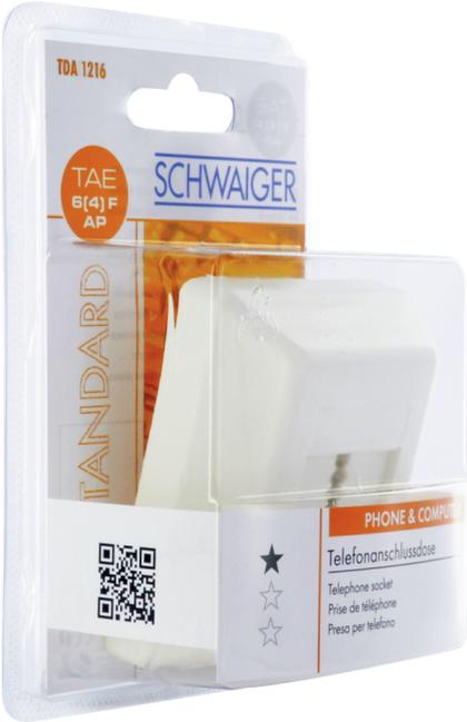 Presa telefonica Schwaiger TAE 6 (4) F da parete bianco (TDA1216532)