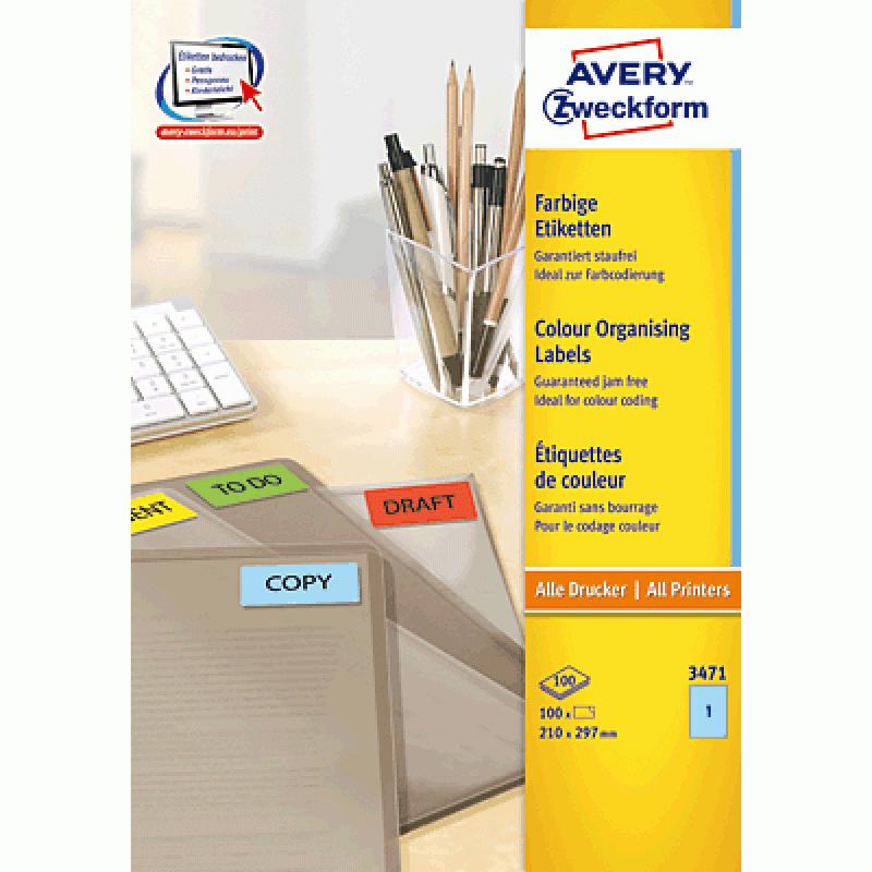Etichette universali AVERY Zweckform 3471 2100 x 2970 mm blu