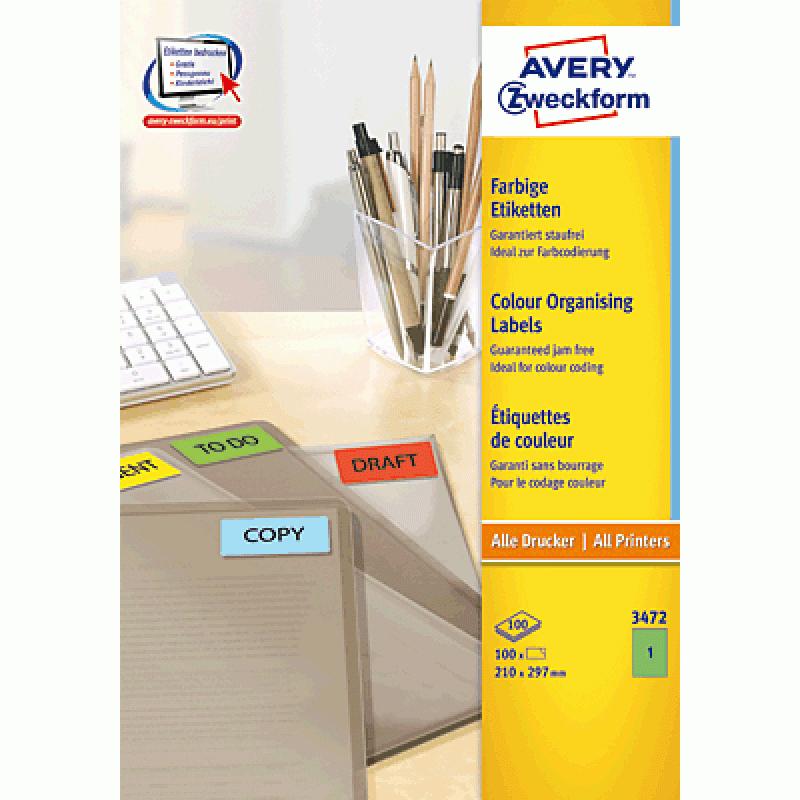 Etichette universali AVERY Zweckform 3472 2100 x 2970 mm verde