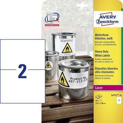 Etichette resistenti alle intemperie AVERY Zweckform 2100 x 1480 mm bianche