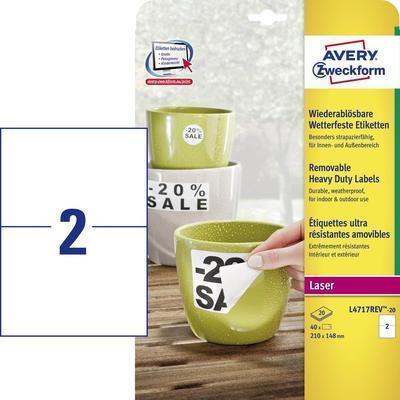 Etichette resistenti alle intemperie AVERY Zweckform 2100 x 1480 mm bianche