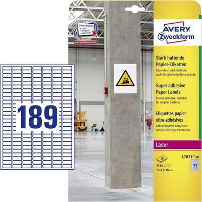 Etichette universali AVERY Nutzform L7871-20 254 x 100 mm bianco