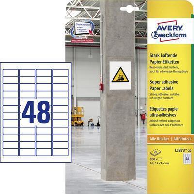 Etichette universali AVERY Zweckform L7873-20 457 x 212 mm bianco