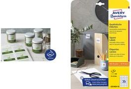 Etichette di marcatura AVERY Zweckform 45 x 45 mm quadrato bianco rimovibile carta non patinata - 1 pezzo (6252REV-10)
