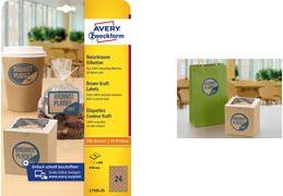 Avery Purpose formano etichette marroni naturali, rotonde, attraverso la carta di alimentazione: 40 mm realizzata in materiale
