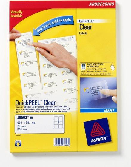 Avery - Trasparente - 991 x 381 mm 350 etichetta(e) (25 fogli x 14) etichette per indirizzi