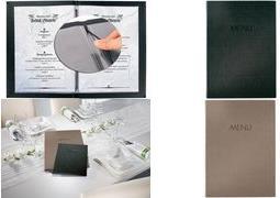 Menu Sigel Menu, Din A4, copertina beige in plastica in un nobile Linenstrukur, anteriore - 1 pezzo (SM210)