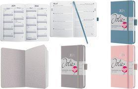 Calendario a libro Sigel Jolie 2024 tessuto A6 calendario settimanale rosa 95 x 150 mm 1 settimana / 2 pagine 174 pagine - 1 pe