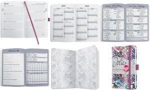 Calendario sigel Jolie 2024 "Violet Jungle Fever" calendario settimanale A6 95 x 150 mm 1 settimana / 2 pagine 174 pagine - 1 p