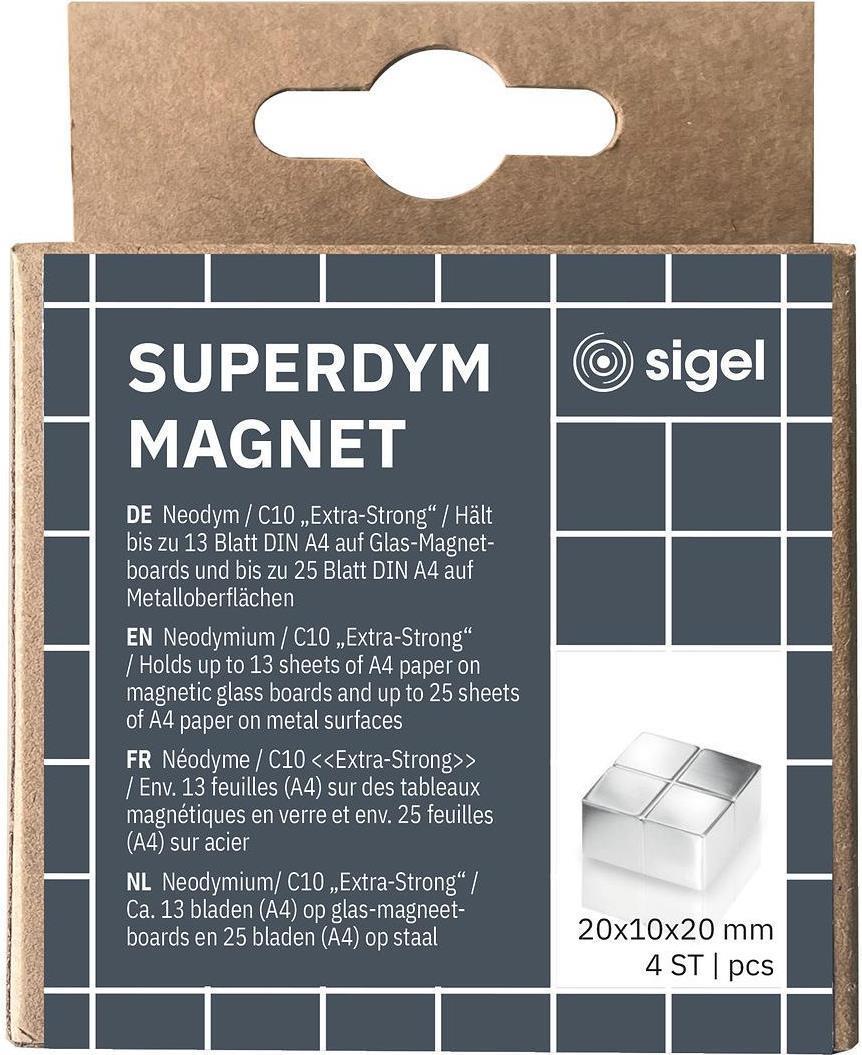 Sigel BA705. Tipo di Magnett: neodimio, colore del prodotto: argento, tipo di superficie: lucentezza. Larghezza: 20 mm, profond