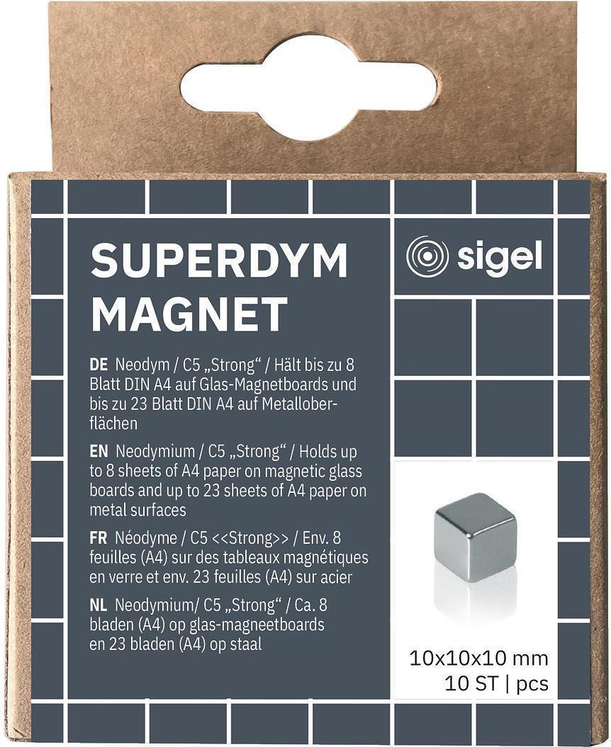 Sigel BA193. Tipo di Magnett: neodimio, colore del prodotto: argento, tipo di superficie: tappetino. Larghezza: 10 mm, profondi