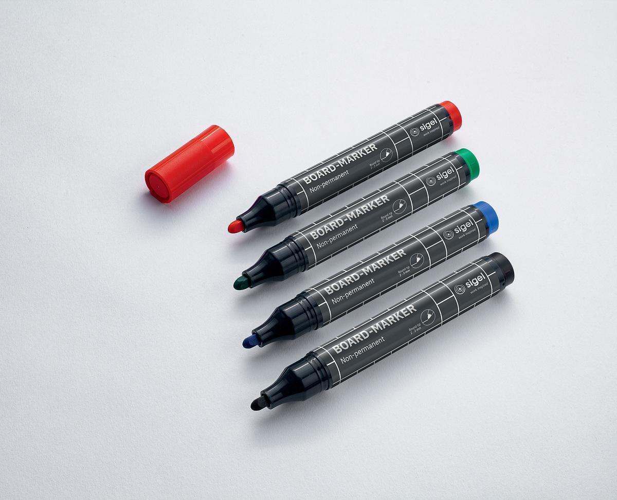 Sigel BA010 evidenziatore 4 pz Nero Blu Verde Rosso (Board Marker - Black BlueRedGreen Non-permanent 4 - BA010)