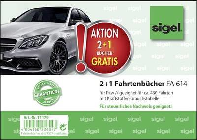 SIGEL Libretti giornale di bordo auto con consumo di carburante T1179 DIN A6 orizzontale 1x 40 pagine