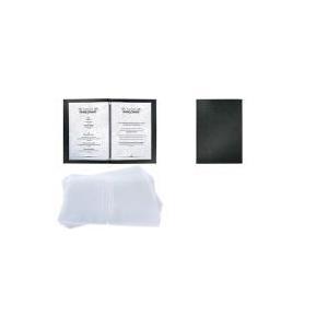 Menu Sigel, A4, nero, rilegatura in gomma, spazi di plastica, con 2 maniche doppie trasparenti (SM110)