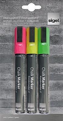 Sigel GL182 evidenziatore 3 pz Punta smussata Verde Rosa Giallo (Chalk Mark 50 pink/gre/yell 3 pcs.)