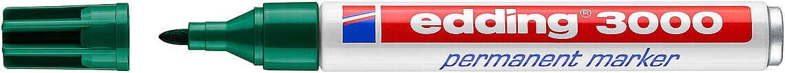 EDDING 3000 MARKER permanente - Punta tonda 1.5 mm - corsa tra 1.5 e 3 mm - ricaricabile - asciugatura rapida - colore verde