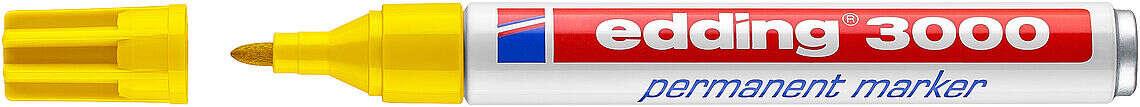 EDDING 3000 MARKER permanente - Punta tonda da 1.5 mm - corsa tra 1.5 e 3 mm - ricaricabile - asciugatura rapida - colore giallo