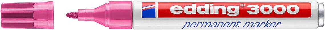 EDDING 3000 MARKER permanente - Punta tonda 1.5 mm - corsa tra 1.5 e 3 mm - ricaricabile - asciugatura rapida - colore rosa