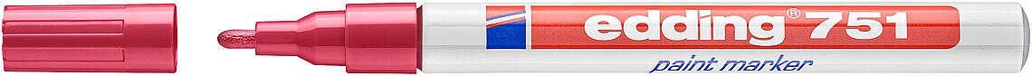 Edding 751 Pennarello Indelebile - Punta Tonda - Linea tra 1 e 2 mm. - Inchiostro opaco - Quick Asciugatura - Colore rosso