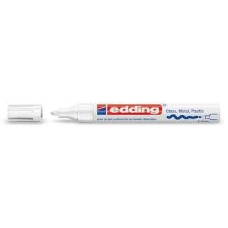 Pennarello Indelebile Edding 750 - Punta Tonda - Linea tra 2 e 4 mm. - Inchiostro opaco - Quick Asciugatura - Colore bianco