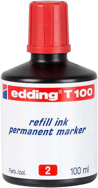 Ricco flacone di Edding T100 per pennarello indelebile - Capacit 100 ml - colore rosso