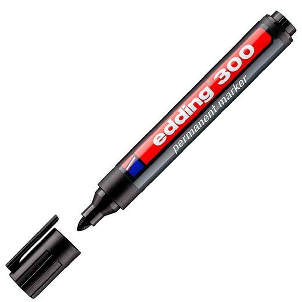 edding 300 Permanent Marker A8 Bullet Black Box of 10