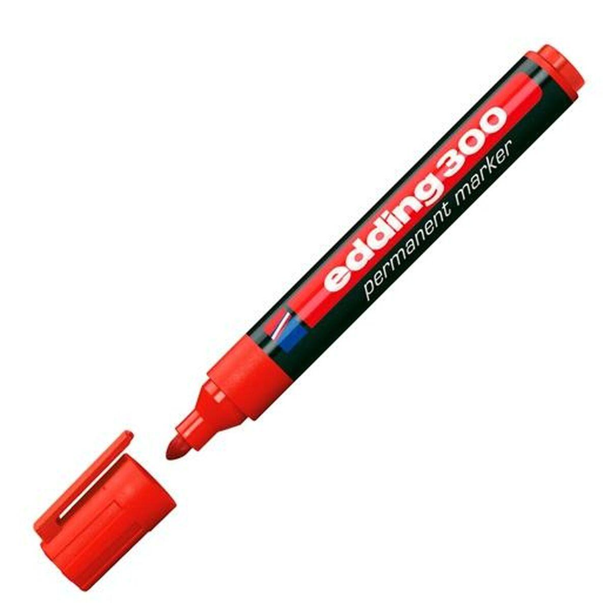 edding 300 Permanent Marker A8 Bullet Red Box of 10