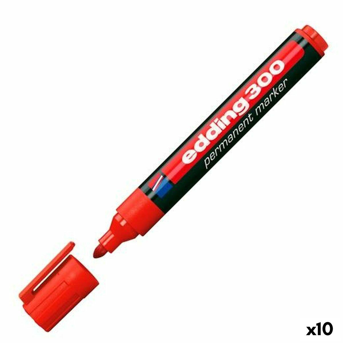 edding 300 Permanent Marker A8 Bullet Red Box of 10