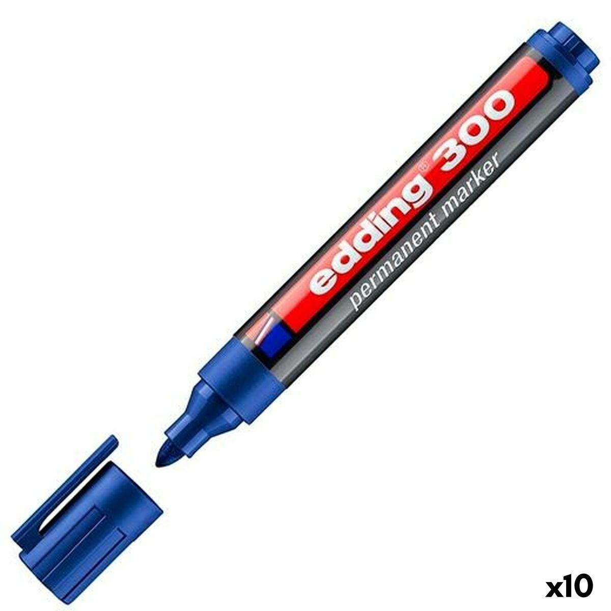 edding 300 Permanent Makrer A8 Bullet Blue Box of 10