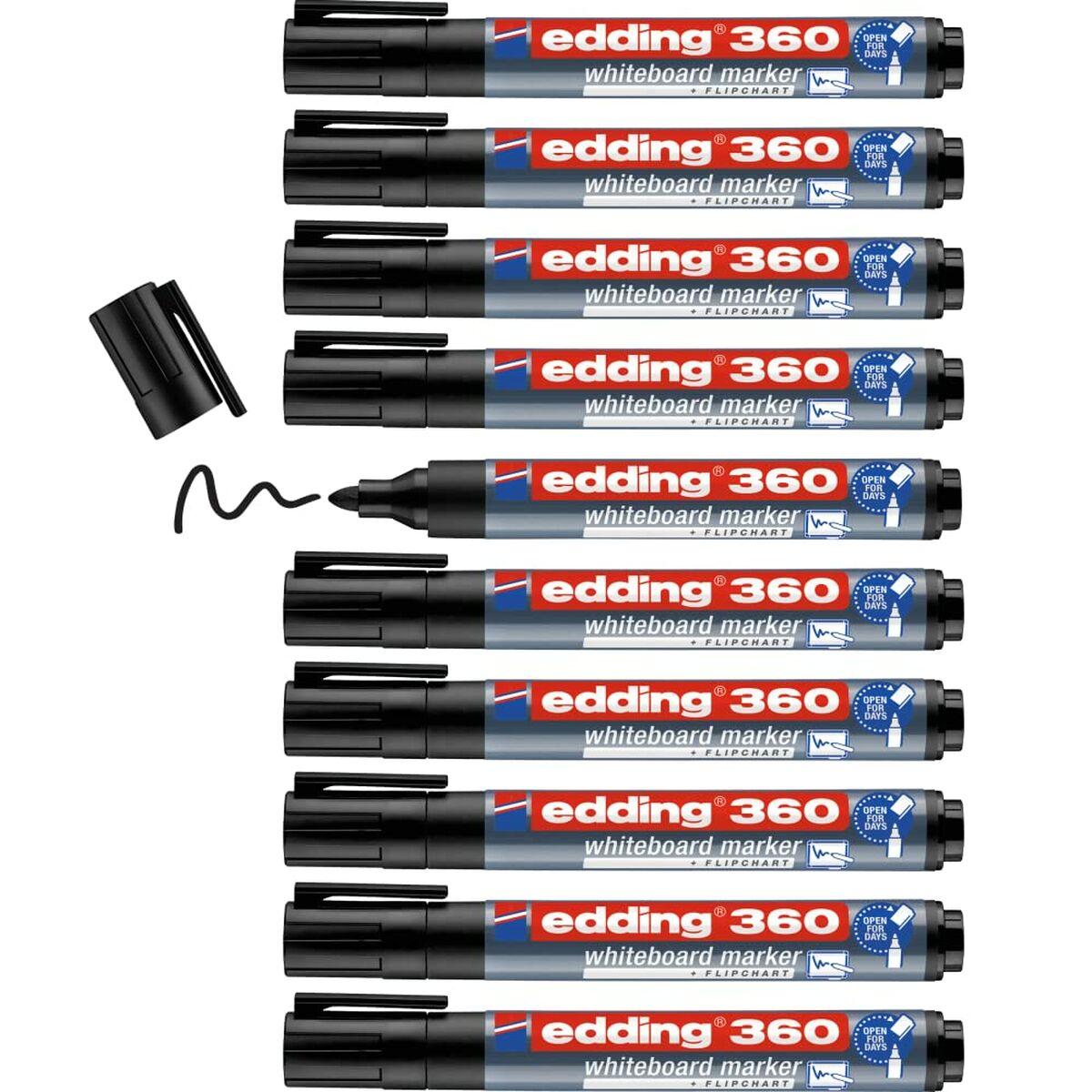 Pennarello per Lavagna Edding 360 Ricaricabile Nero (10 Unit )